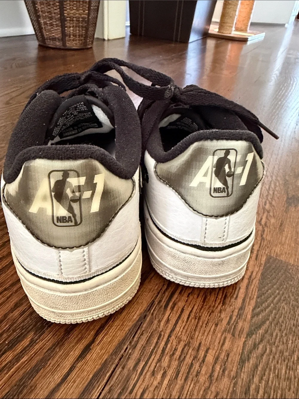 Retro Nike Air Force 1’s Youth White Sneakers with Black Trim and Laces
